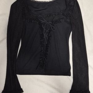 Elegant Black Lace Trim Top